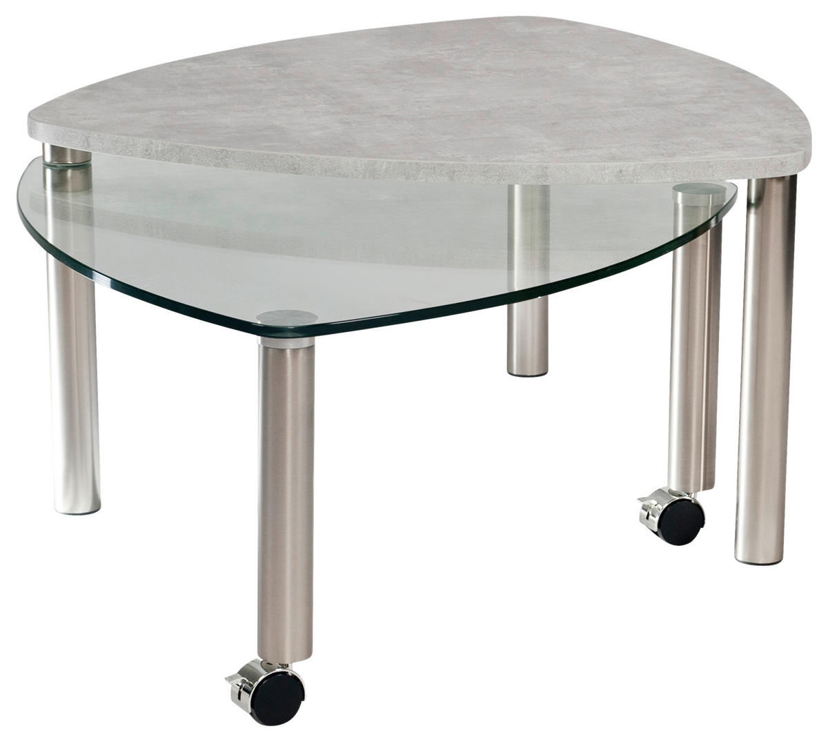 COUCHTISCH ESG 85/85/39-44 cm Freiform Grau, Nickelfarben  - Edelstahlfarben/Grau, MODERN, Glas/Holzwerkstoff (85/85/39-44cm)