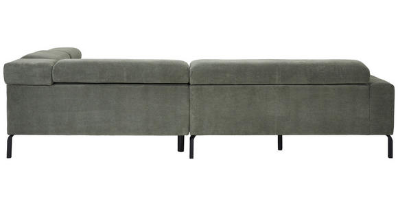 ECKSOFA Olivgrün Feincord  - Schwarz/Olivgrün, KONVENTIONELL, Textil/Metall (311/219cm) - Hom`in