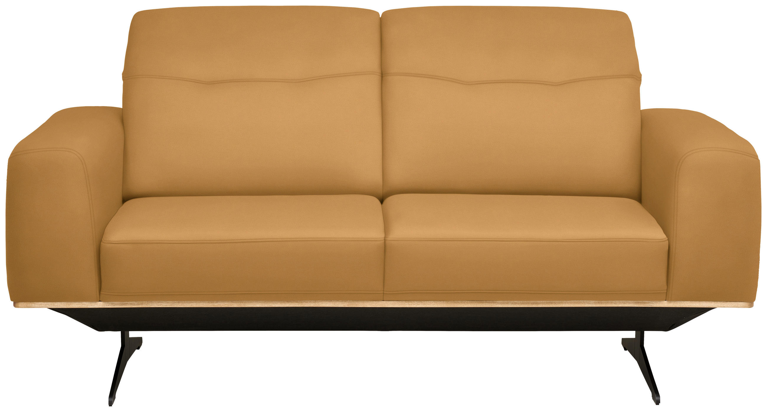 2-SITZER-SOFA in Leder Senfgelb  - Senfgelb/Schwarz, Design, Leder/Holz (174/76-97/102cm) - Novel