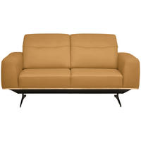 2-SITZER-SOFA in Echtleder Senfgelb  - Senfgelb/Schwarz, Design, Leder/Holz (174/76-97/102cm) - Novel