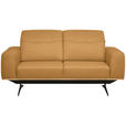 2-SITZER-SOFA in Leder Senfgelb  - Senfgelb/Schwarz, Design, Leder/Holz (174/76-97/102cm) - Novel