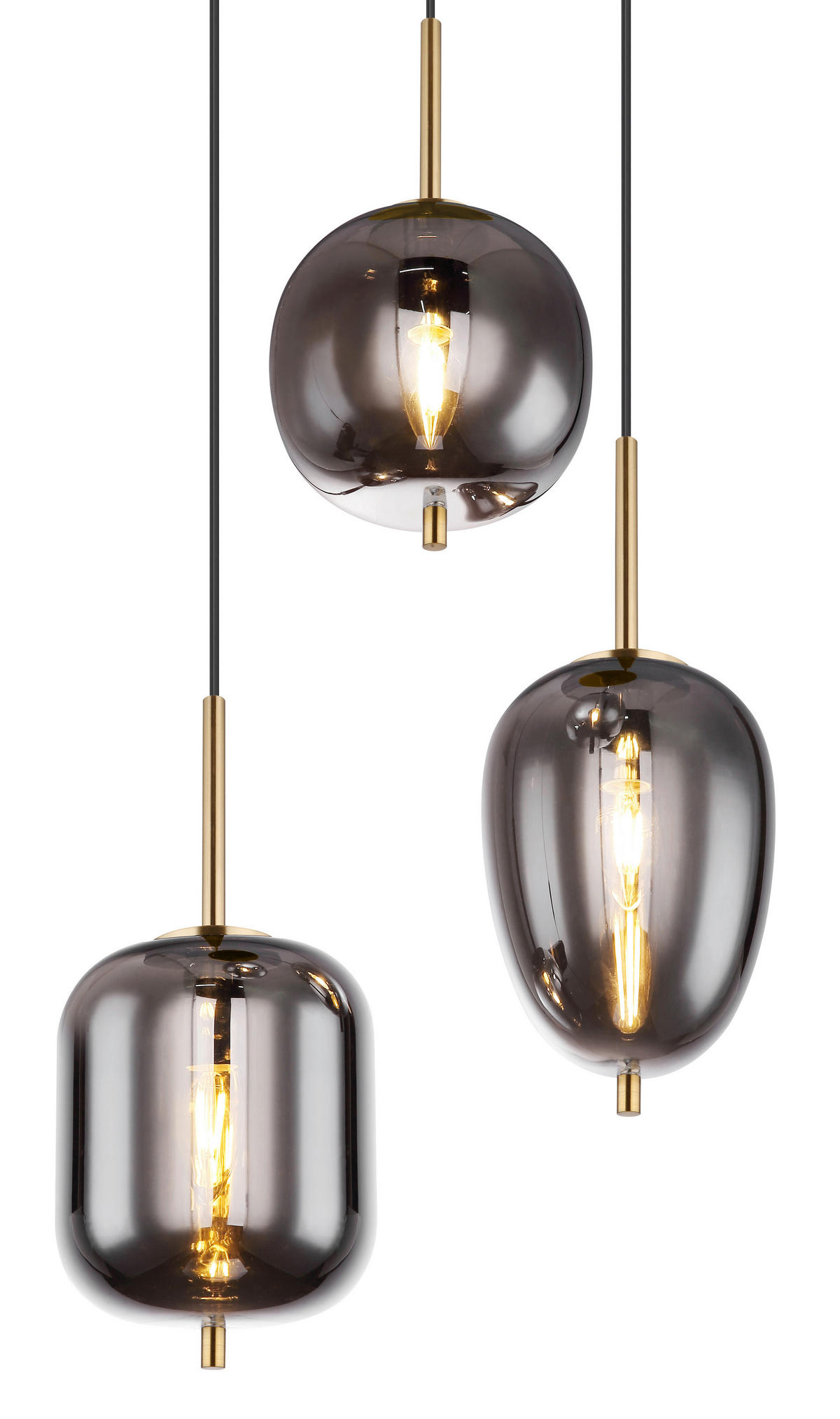 HÄNGELEUCHTE 46/120 cm   - Messingfarben, Design, Glas/Metall (46/120cm) - Globo