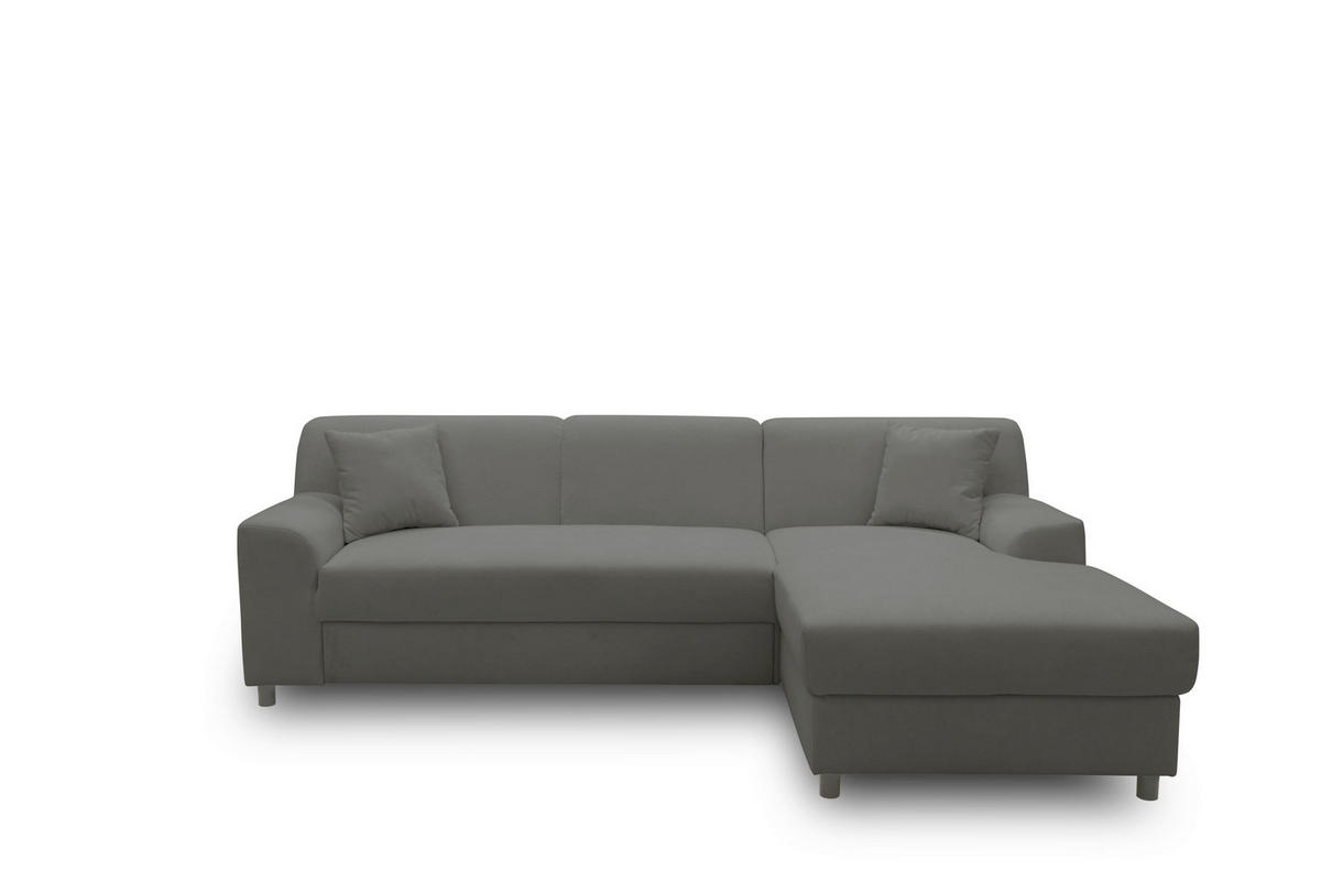 ECKSOFA CAPRI 2 Dunkelgrau Mikrofaser Zierkissen  - Dunkelgrau/Schwarz, Basics, Kunststoff/Textil (241/146cm) - MID.YOU