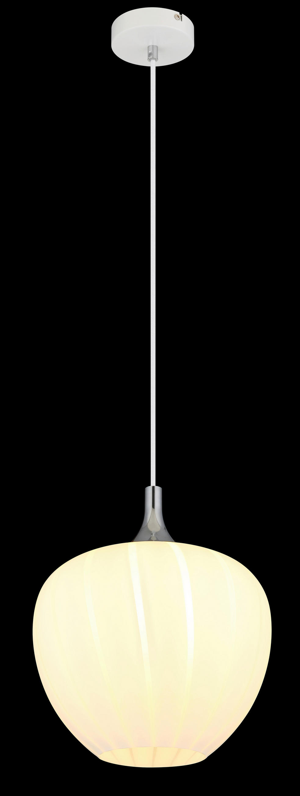 VISEČA SVETILKA        29/120 cm      E27 - barve kroma/bela, Konvencionalno, kovina/steklo (29/120cm) - Globo