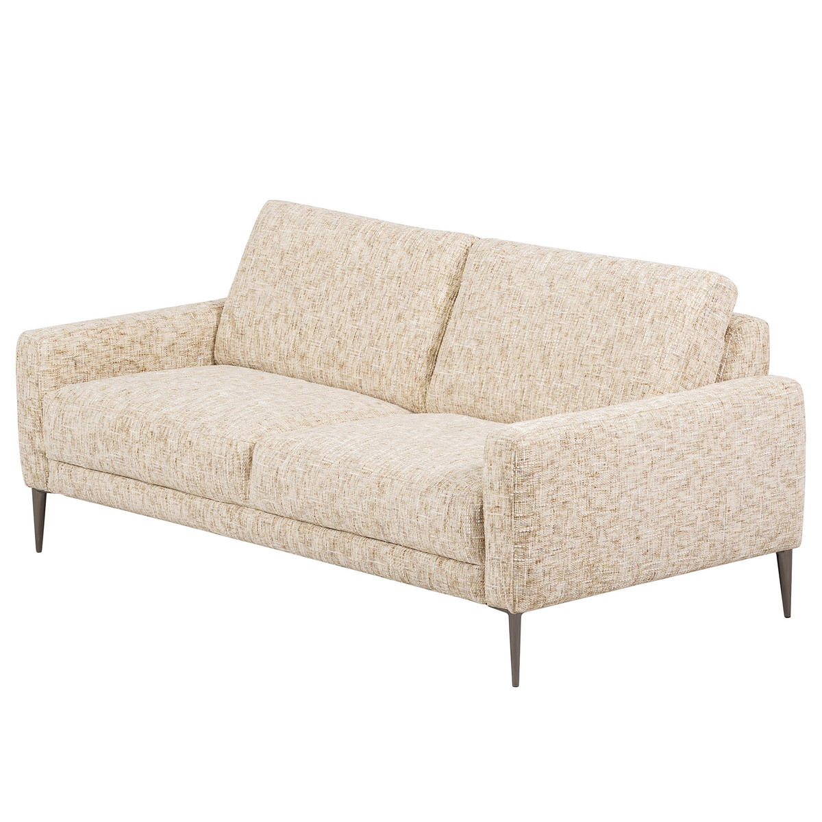 3-SITZER-SOFA Webstoff Beige  - Beige/Schwarzchrom, Design, Textil/Metall (187/85/92cm) - Livetastic