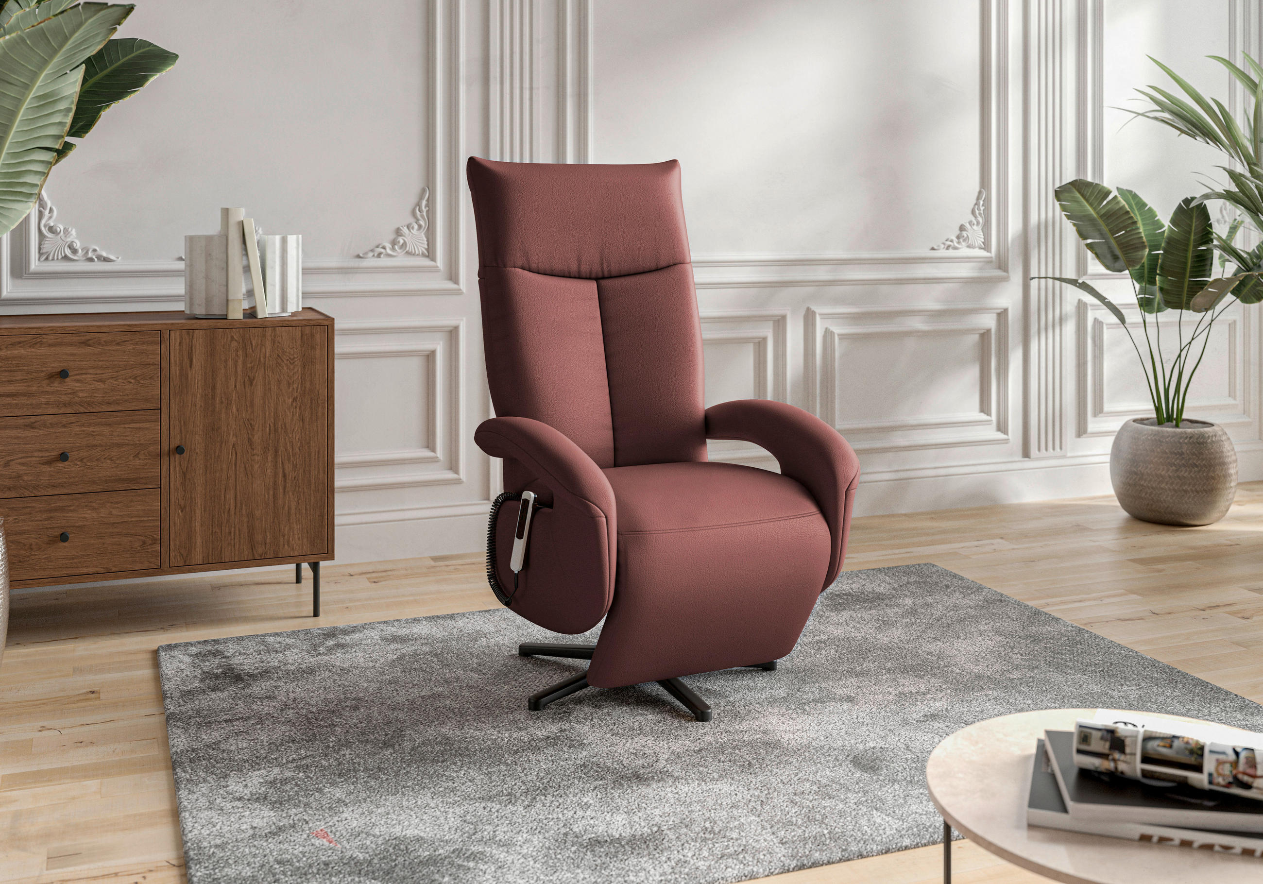 SESSEL in Echtleder Rotbraun  - Rotbraun/Schwarz, KONVENTIONELL, Leder/Metall (74/112/82cm) - Sit & More