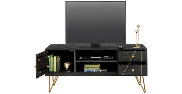 LOWBOARD in 130/57/53 cm - Goldfarben/Schwarz, Trend, Holz/Metall (130/57/53cm) - Ambia Home