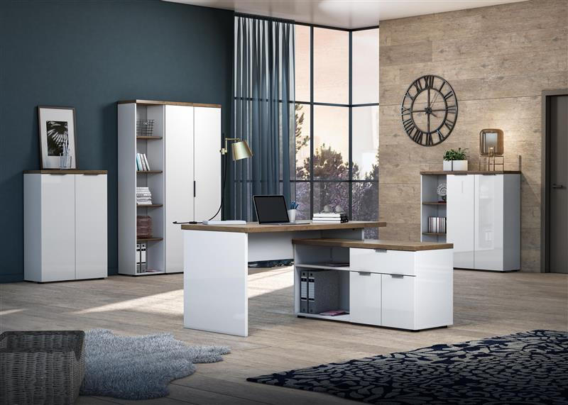 REGAL bijela, boje hrasta drvni materijal - bijela/boje hrasta, Design, drvni materijal/plastika (41/192/34cm) - Voleo