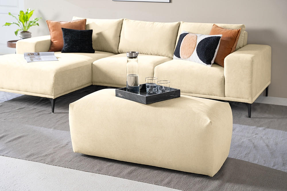 HOCKER in Textil Beige  - Beige/Schwarz, Modern, Kunststoff/Textil (102/41/52cm) - Trendmanufaktur