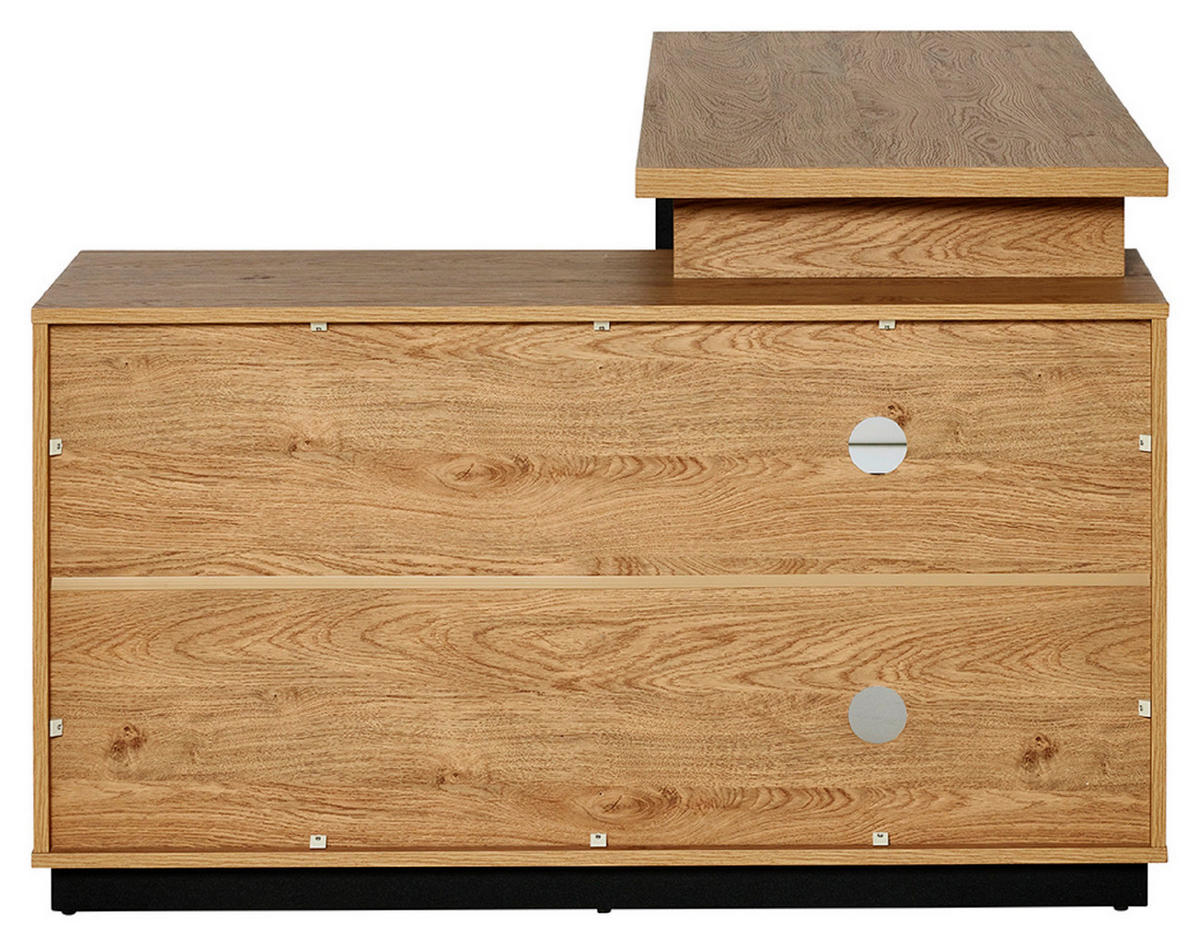 ECKSCHREIBTISCH 150/116/76 cm  in Schwarz, Eichefarben  - Eichefarben/Schwarz, Modern, Holzwerkstoff/Metall (150/116/76cm) - Livetastic
