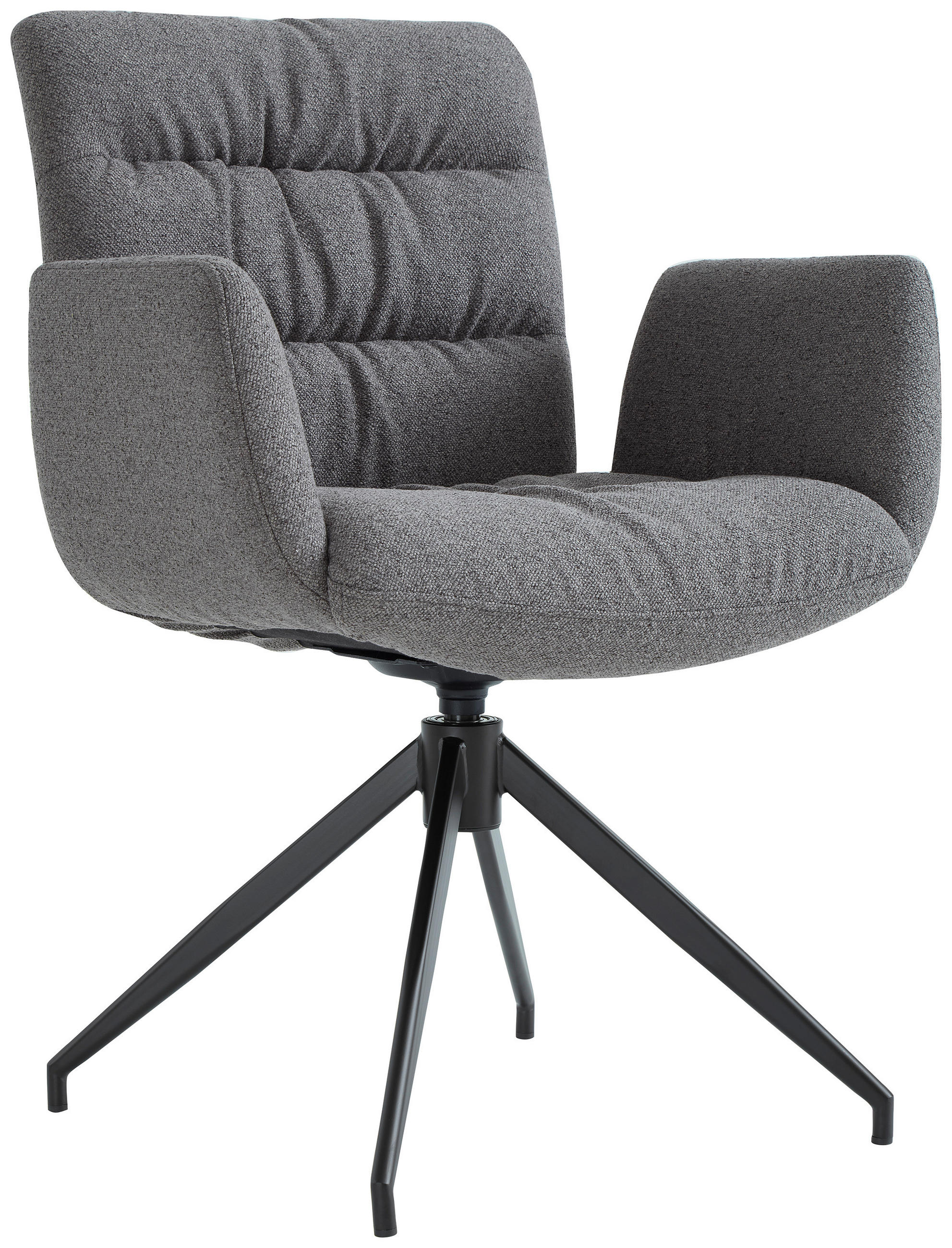 ARMLEHNSTUHL  Sitzfläche 360° drehbar Leinenoptik  Schwarz, Cappuccino  - Schwarz/Cappuccino, Design, Textil/Metall (62/86/65cm) - Dieter Knoll