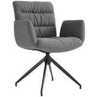 ARMLEHNSTUHL  Sitzfläche 360° drehbar Leinenoptik  Schwarz, Cappuccino  - Schwarz/Cappuccino, Design, Textil/Metall (62/86/65cm) - Dieter Knoll
