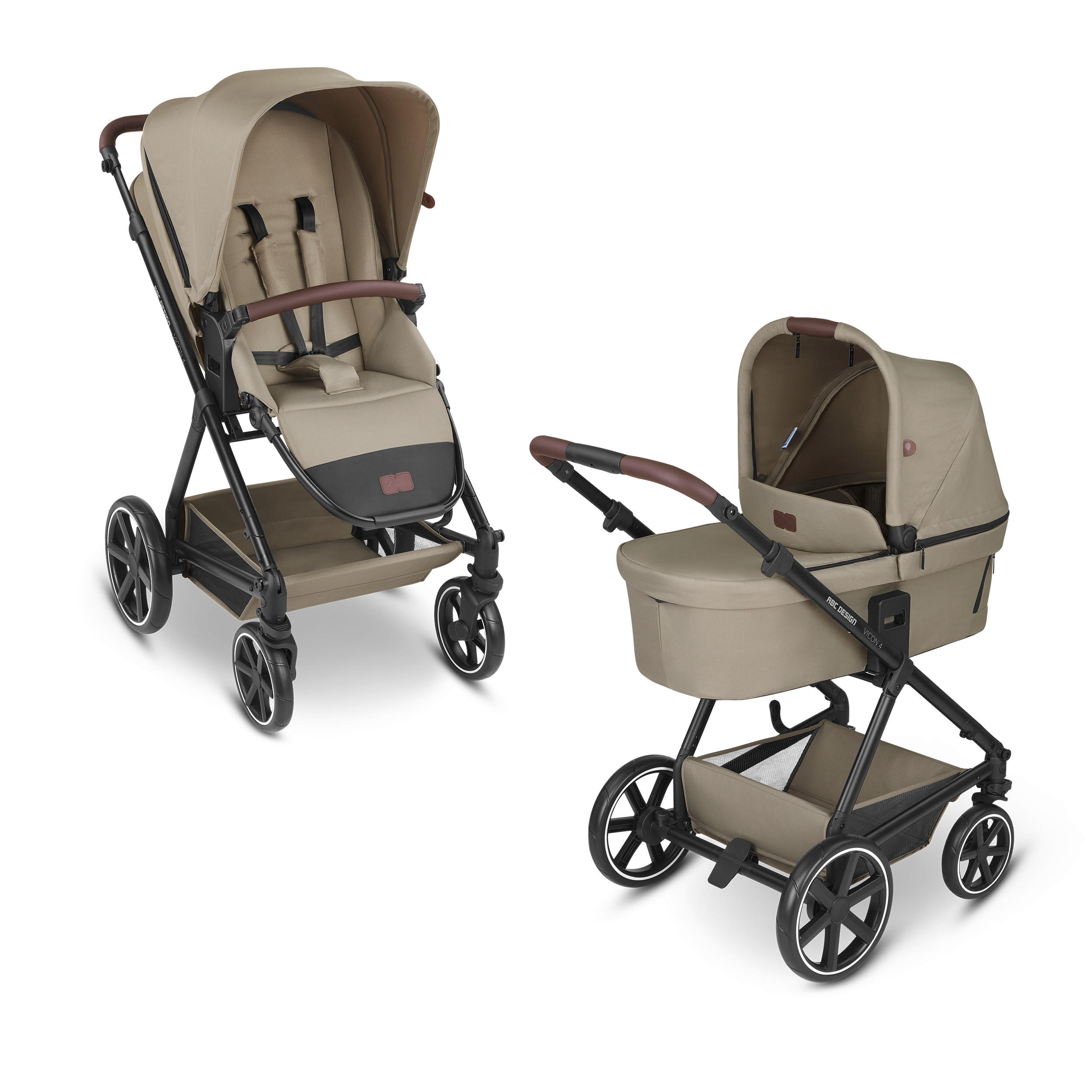 KINDERWAGENSET  Vicon 4  Reed  - Beige/Schwarz, Basics, Textil/Metall (91/61/110cm) - ABC Design