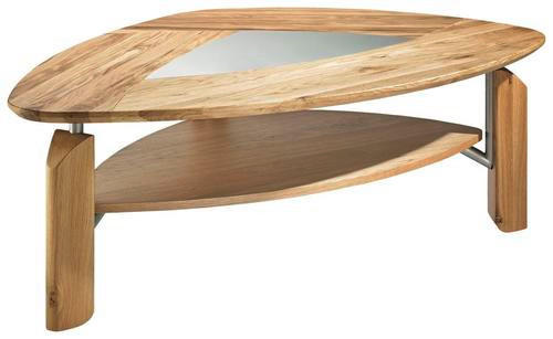 COUCHTISCH Eiche massiv Klarglas 121/85/45 cm organisch Eichefarben  - Eichefarben, Basics, Glas/Holz (121/85/45cm) - Novel
