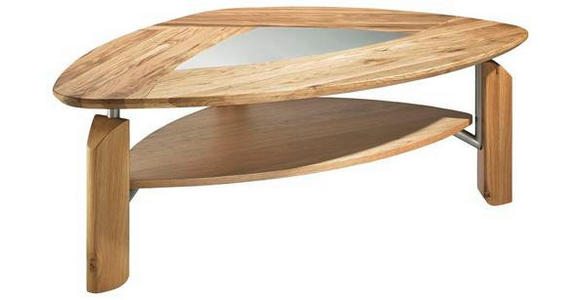 COUCHTISCH Eiche massiv Klarglas 121/85/45 cm organisch Eichefarben  - Eichefarben, Basics, Glas/Holz (121/85/45cm) - Novel