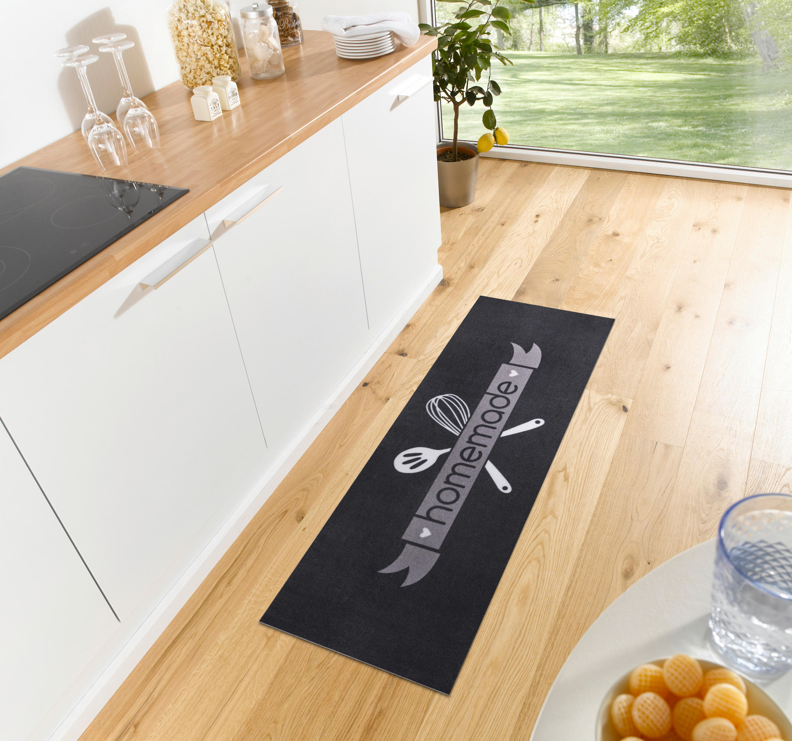 KÜCHENLÄUFER 50/150 cm Cook & Clean Grau, Schwarz, Weiß  - Schwarz/Weiß, Design, Kunststoff (50/150cm) - Esposa