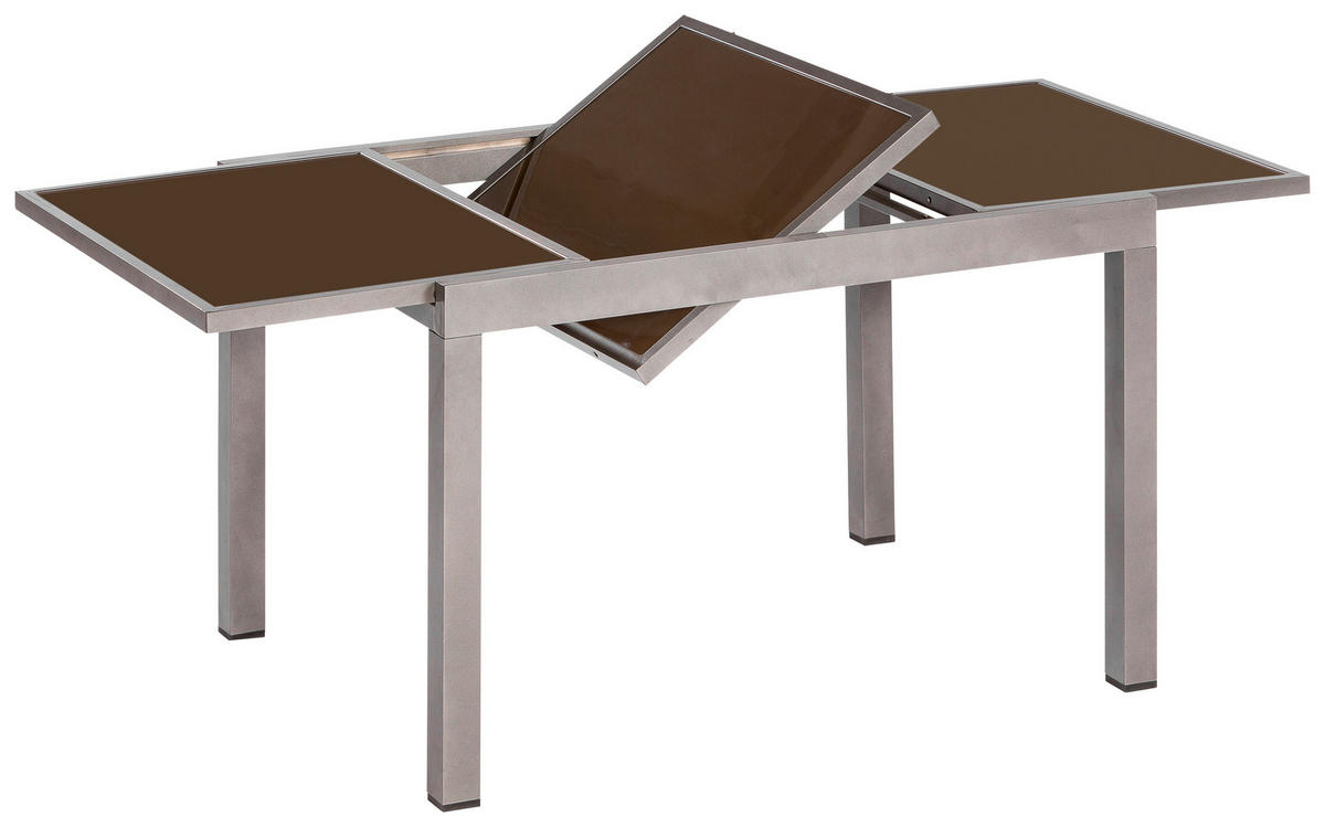 GARTENTISCH 180/100/75 cm Metall rechteckig  - Graphitfarben/Braun, MODERN, Glas/Metall (180/100/75cm) - Gardenson
