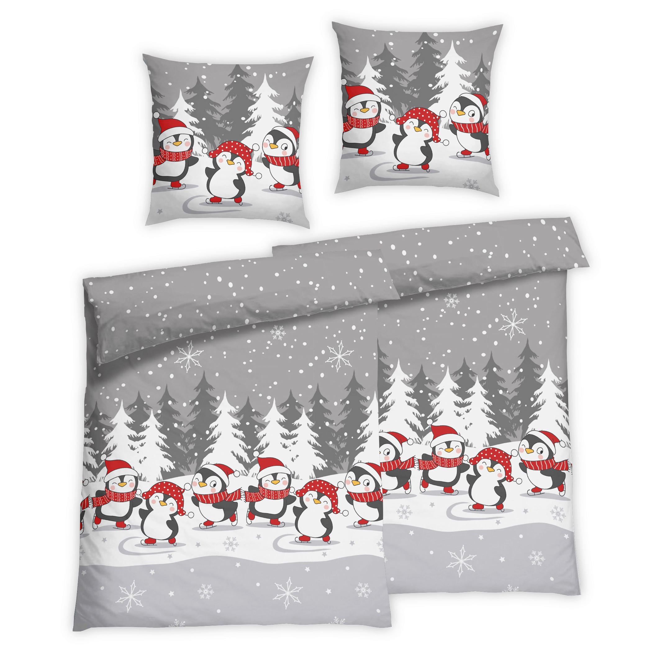 Bettwäsche 2er Set 4-teilig Basas Flanell 135/200 cm  - Hellgrau, Basics, Textil (135/200cm) - Florella