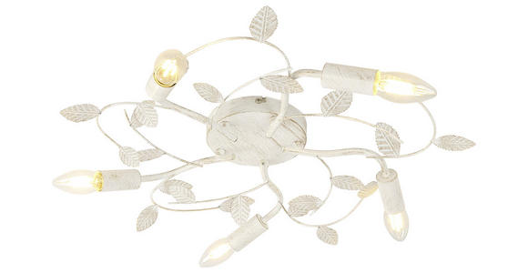 Deckenleuchte Eva Ø 53,5 cm mit Floralem Design - Weiß, Basics, Metall (53.5/8.5cm) - James Wood