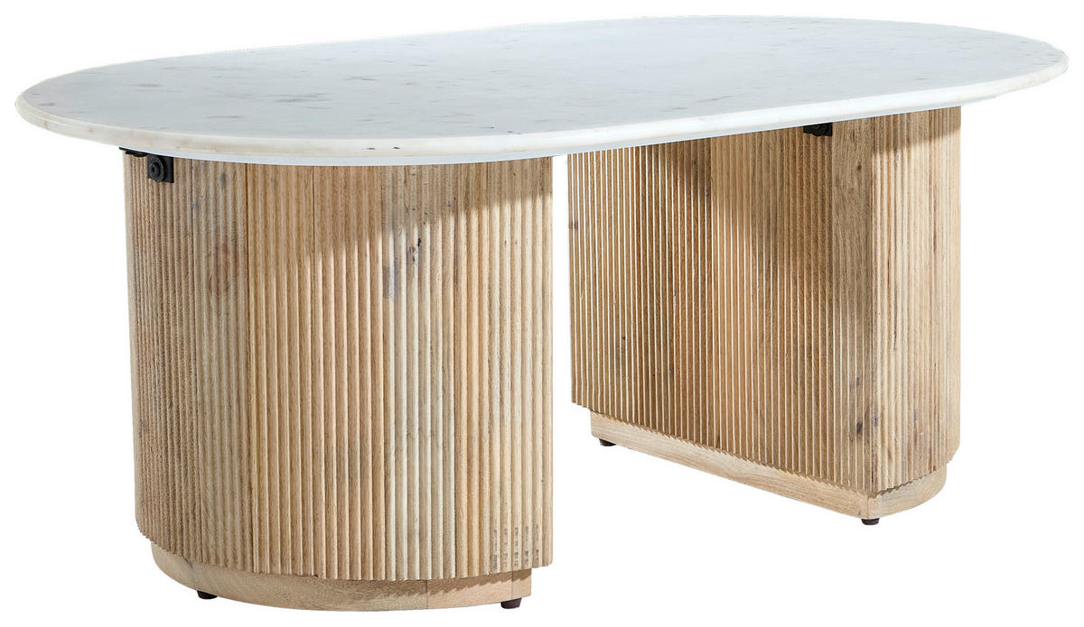 COUCHTISCH Mangoholz vollmassiv 110/70/45 cm rechteckig Naturfarben, Weiß  - Naturfarben/Weiß, Design, Holz/Stein (110/70/45cm) - Livetastic