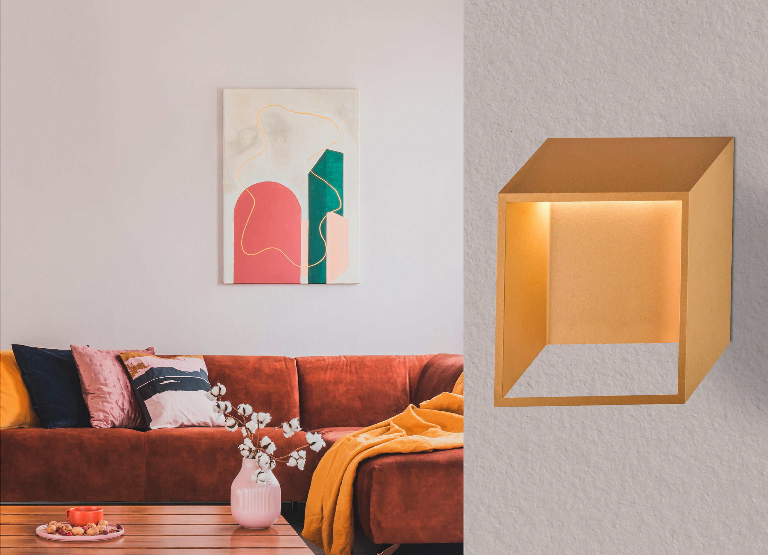 LED-WANDLEUCHTE - Goldfarben, Design, Kunststoff/Metall (25/9,2/25cm) - Globo