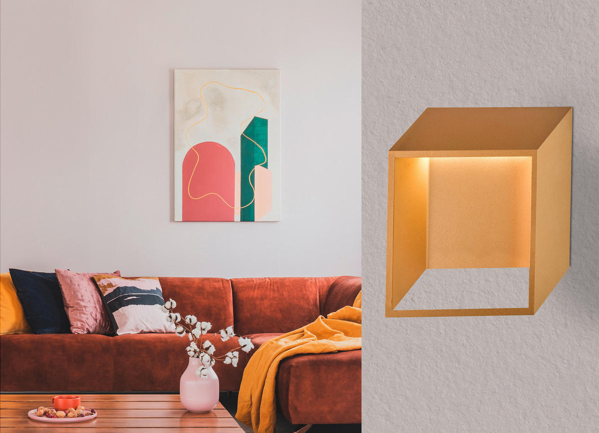 LED-WANDLEUCHTE - Goldfarben, Design, Kunststoff/Metall (25/9,2/25cm) - Globo