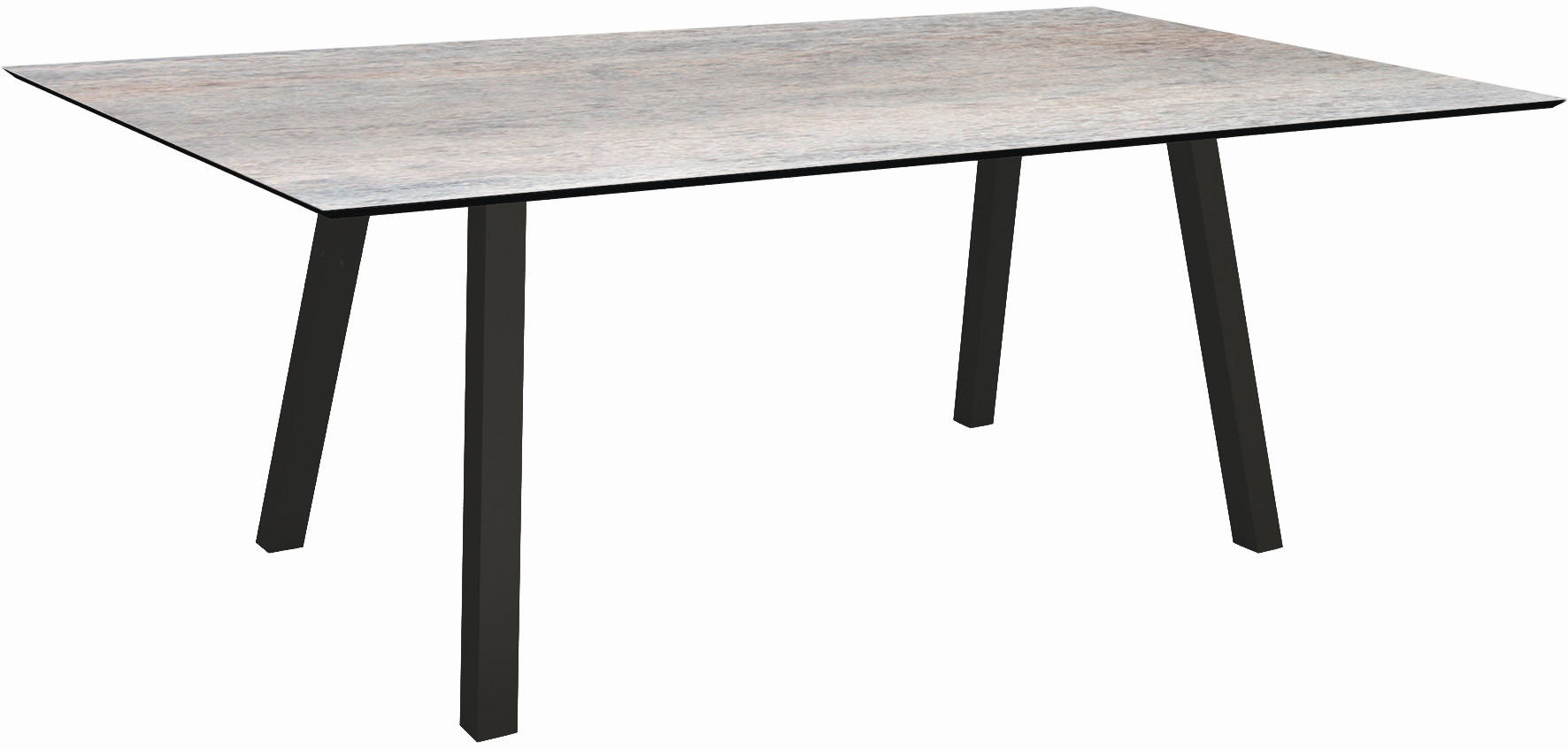 GARTENTISCH 180/75/100 cm Kunststoff Grau rechteckig  - Schwarz/Grau, MODERN, Kunststoff/Metall (180/75/100cm) - Stern