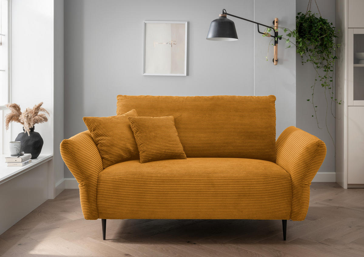 SITZGARNITUR in Cord Goldfarben  - Goldfarben/Schwarz, Design, Textil/Metall - Livetastic