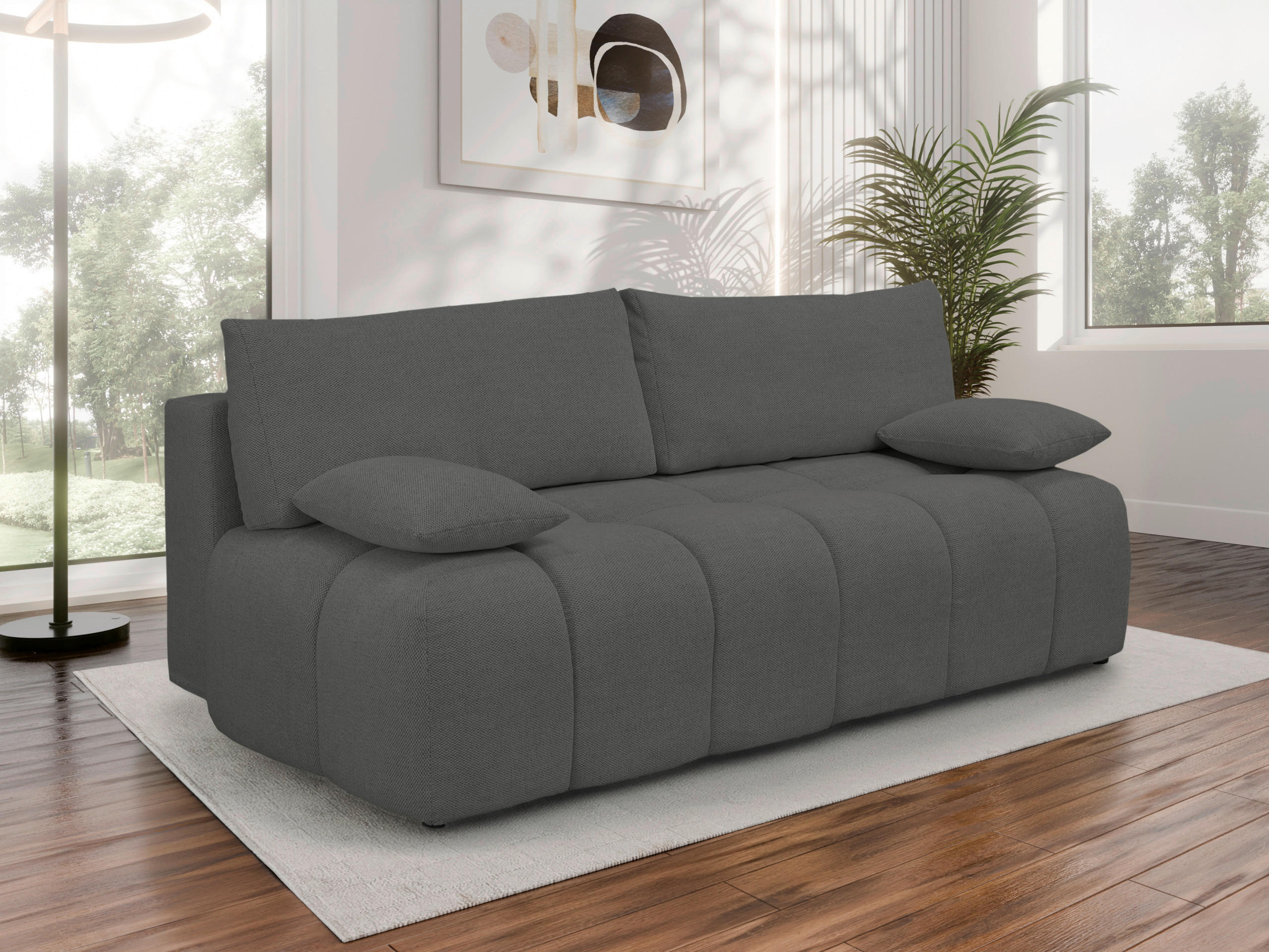 BOXSPRING KANAPÉ textil antracit  - fekete/antracit, Modern, műanyag/textil (210/72/105cm) - Cantus