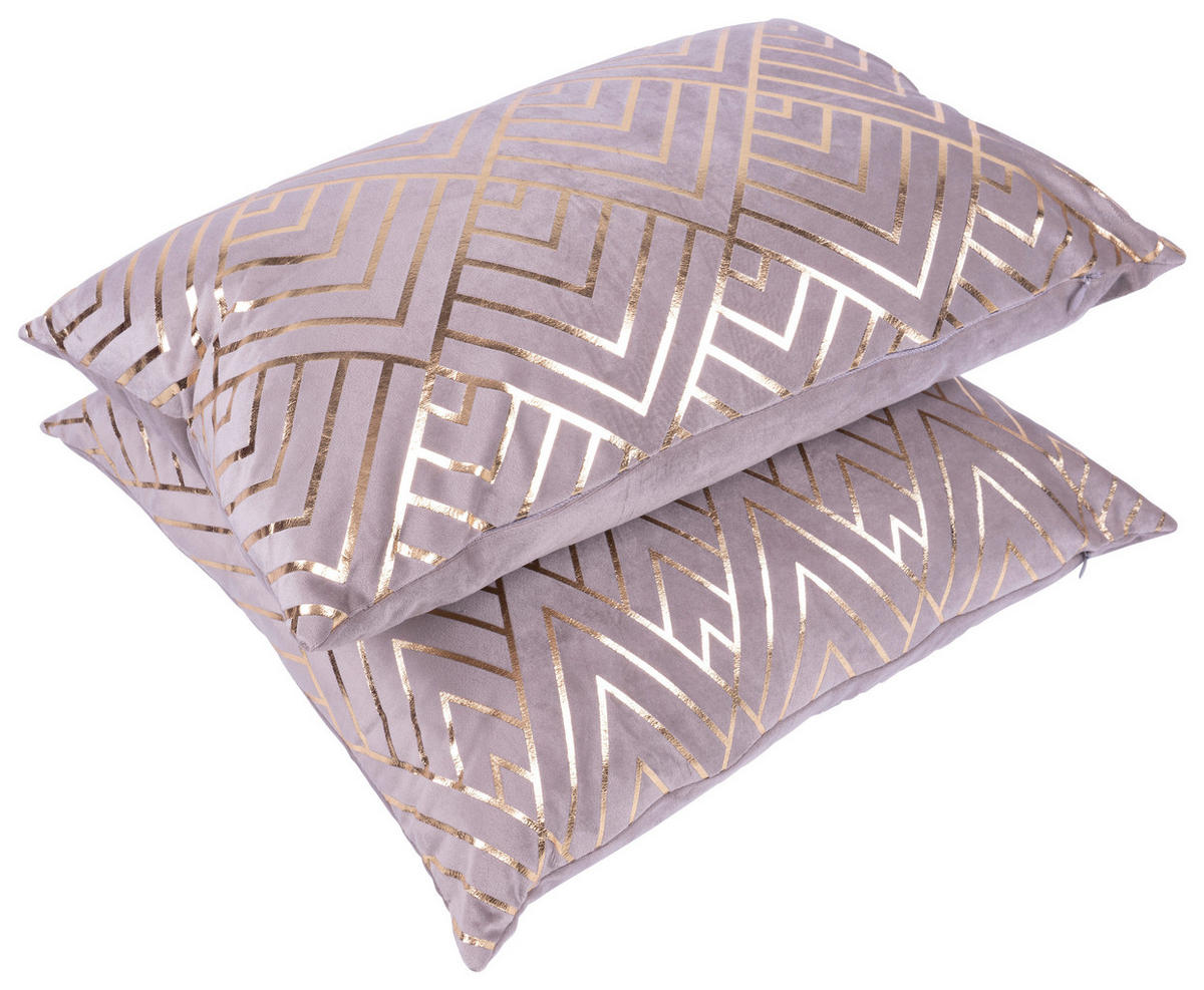 SADA DEKORAČNÝCH VANKÚŠOV 30x45/50x45 cm - sivohnedá/zlatá, Konventionell, textil (30x45/50x45cm)