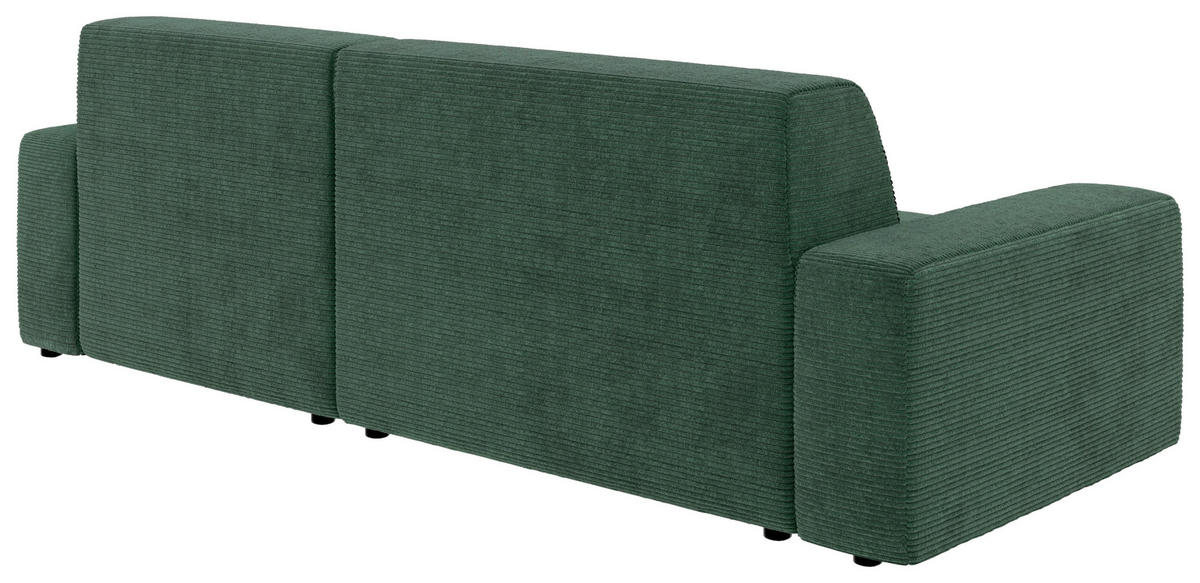 ECKSOFA in Cord Dunkelgrün  - Dunkelgrün/Schwarz, Modern, Kunststoff/Textil (246/162cm) - Trendmanufaktur