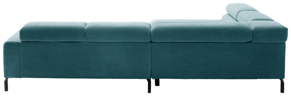ECKSOFA inkl. Funktion in Cord Petrol  - Petrol/Schwarz, Modern, Textil/Metall (219/309cm) - Pure Home Lifestyle