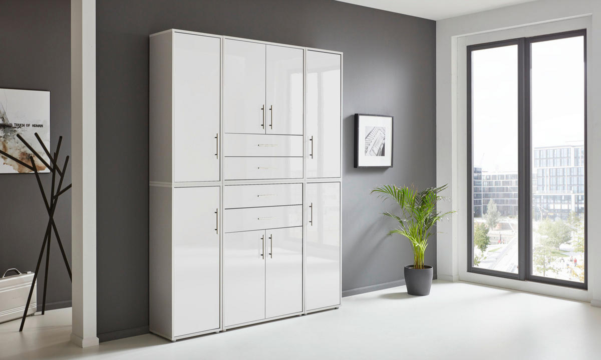 AKTENSCHRANK 172,6/227,2/33 cm  - Weiß Hochglanz/Grau, MODERN, Holzwerkstoff (172,6/227,2/33cm) - MID.YOU