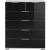 KOMMODE 82/102/42 cm  in Schwarz  - Chromfarben/Alufarben, Design, Glas/Holzwerkstoff (82/102/42cm) - Livetastic