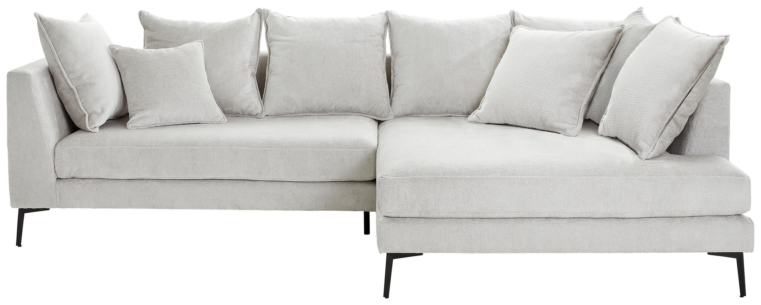 ECKSOFA in Chenille Beige  - Beige/Schwarz, Design, Textil/Metall (289/170cm) - Stylife