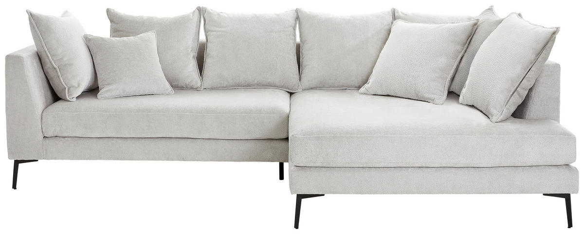 ECKSOFA in Chenille Beige  - Beige/Schwarz, Design, Textil/Metall (289/170cm) - Stylife