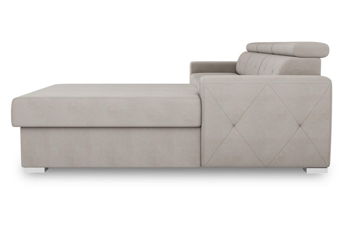 ECKSCHLAFSOFA in Creme Textil   - Silberfarben/Creme, Design, Textil (296/195cm) - MID.YOU