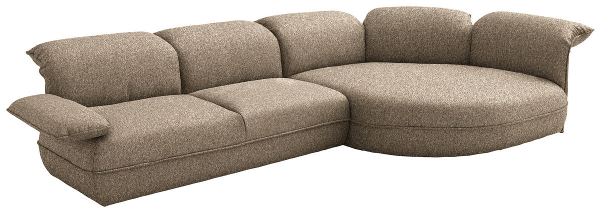ECKSOFA Chenille Beigebraun  - Beigebraun/Schwarz, Design, Kunststoff/Textil (343/154cm) - Koinor
