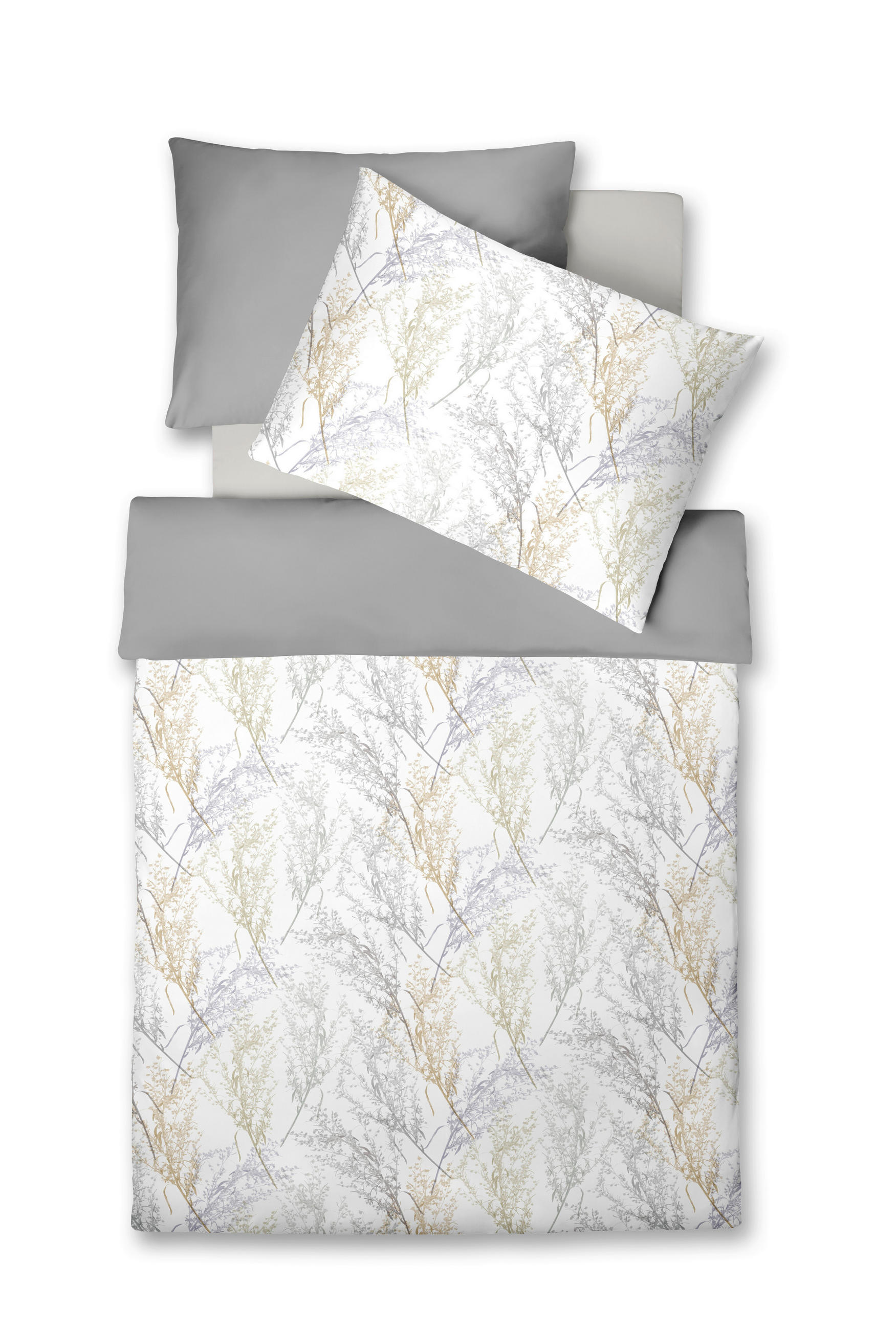 POSTELJNINA BED ART S 140/200 cm mako saten krem barve, bela, svetlo siva, pastelno modra - pastelno modra/krem barve, Konvencionalno, tekstil (140/200cm) - Fleuresse