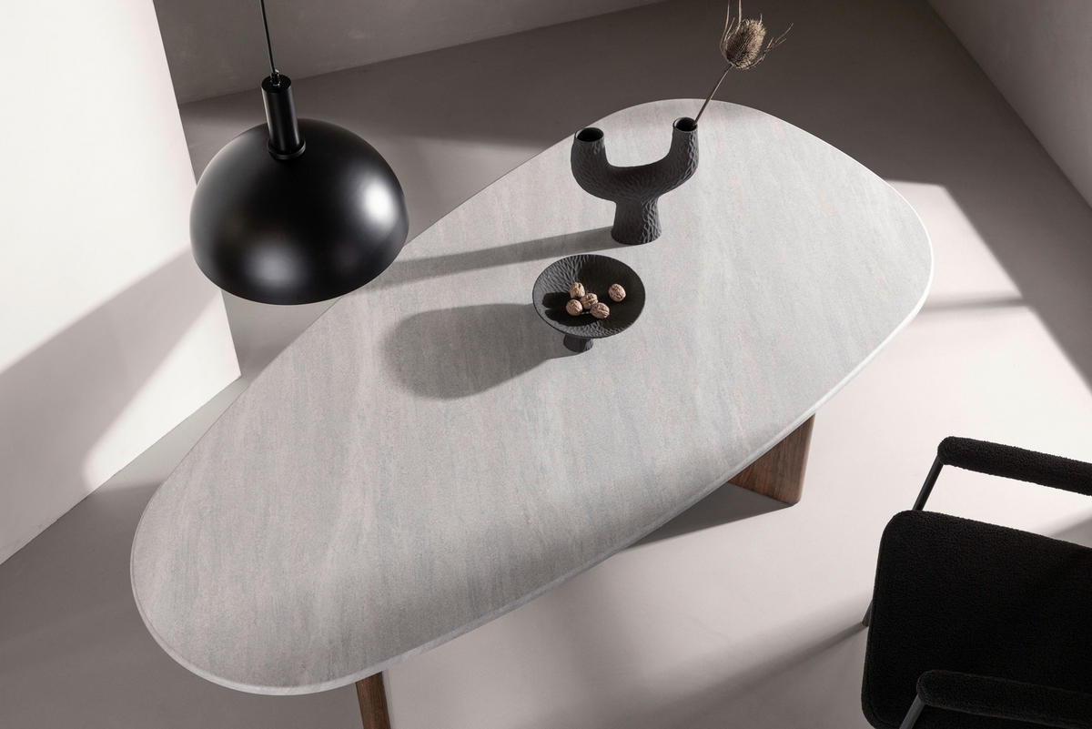 ESSTISCH furniert oval Hellgrau, Mokka  - Hellgrau/Mokka, Design, Holzwerkstoff (180/90/75cm) - Livetastic