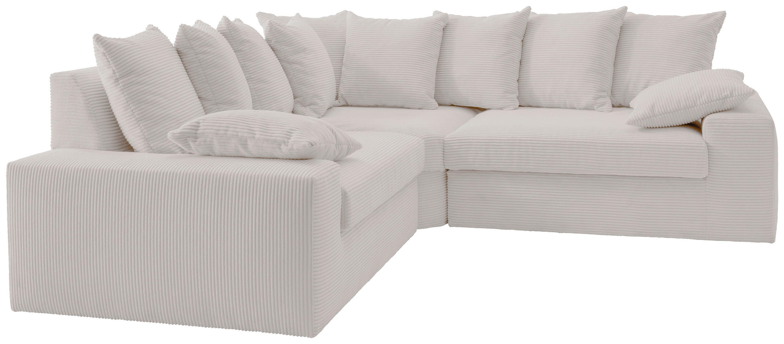 ECKSOFA Silberfarben Cord  - Silberfarben/Schwarz, Design, Kunststoff/Textil (236/236cm) - Livetastic