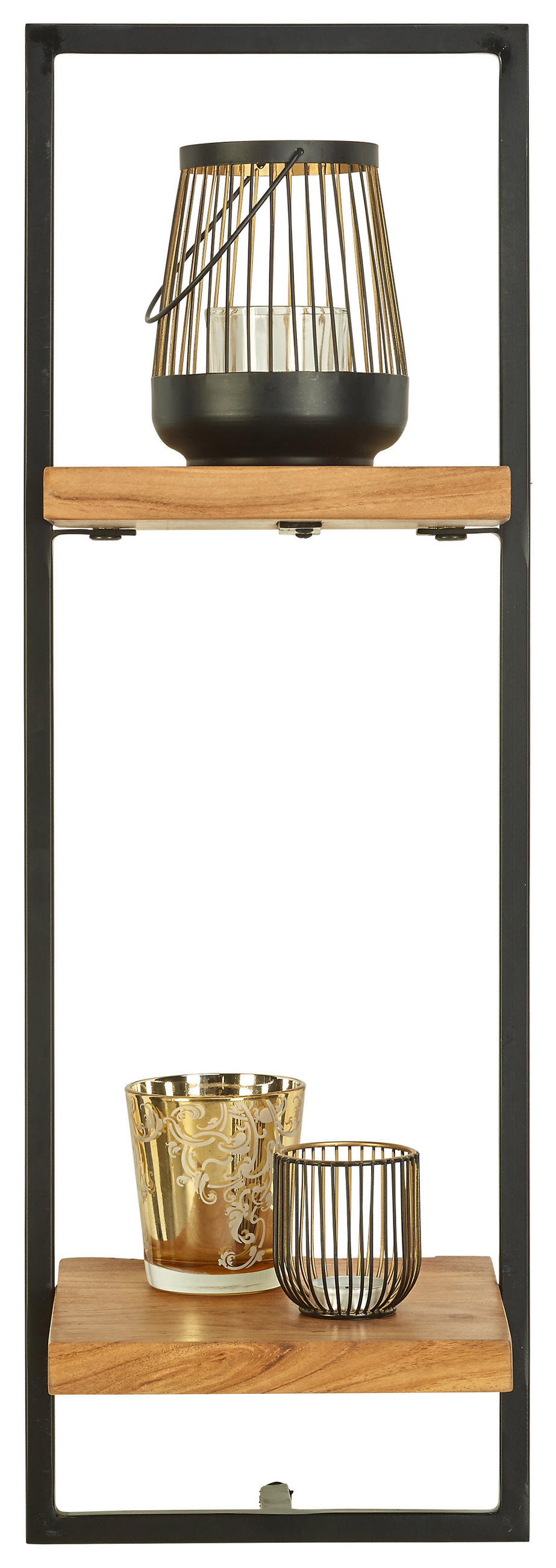 WANDREGAL Akazie massiv Schwarz, Akaziefarben  - Schwarz/Akaziefarben, Trend, Holz/Metall (25/75/25cm) - Landscape