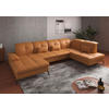 WOHNLANDSCHAFT in Echtleder Currygelb  - Currygelb/Schwarz, Konventionell, Leder/Metall (185/357/231cm) - Sit & More