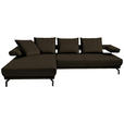 ECKSOFA Fino in Mikrofaser Grün  224/305 cm  - Schwarz/Grün, Design, Textil/Metall (224/305cm) - Dieter Knoll