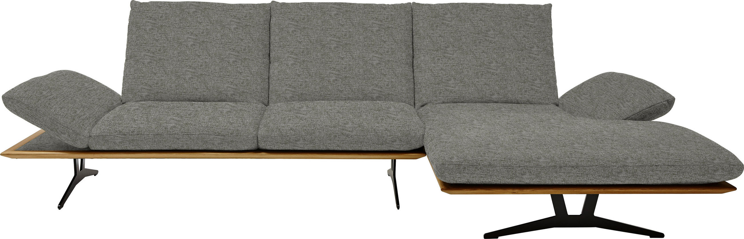 ECKSOFA in Flachgewebe Grau  314/159 cm  - Schwarz/Grau, Design, Holz/Textil (314/159cm) - Dieter Knoll