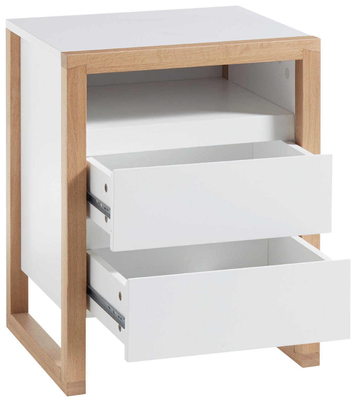 NACHTKÄSTCHEN in massiv Eiche Weiß, Eichefarben  - Eichefarben/Weiß, Basics, Holz/Holzwerkstoff (48/60/40cm)