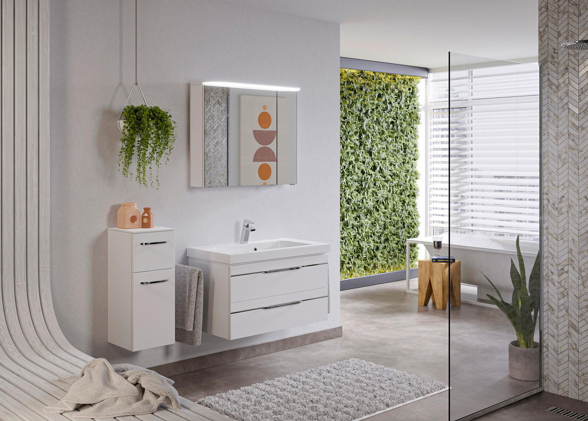 BADEZIMMER 4-teilig  in 122 cm  - Chromfarben/Weiß Hochglanz, KONVENTIONELL, Glas/Holzwerkstoff (122cm) - Pelipal