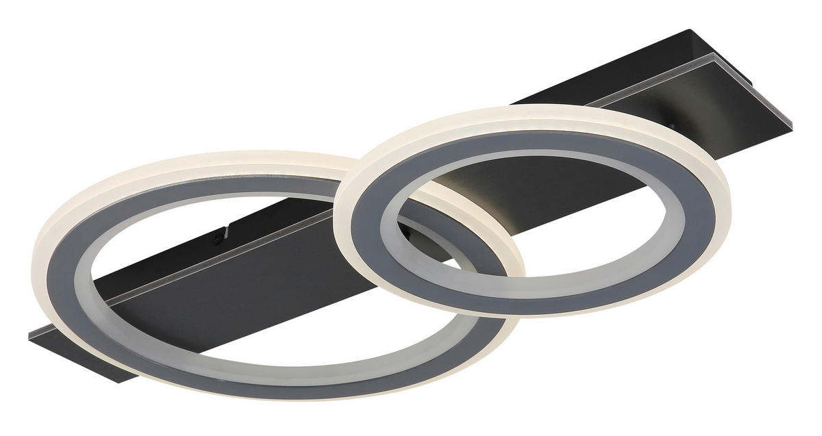 LED-DECKENLEUCHTE 63/37/8 cm   - Opal/Hellgrau, Design, Kunststoff/Metall (63/37/8cm) - Globo