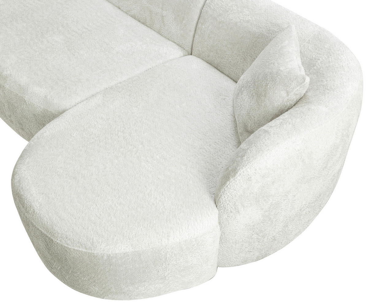 ECKSOFA in Bouclé Weiss  - Weiss/Schwarz, Design, Kunststoff/Textil (264/143cm) - MID.YOU