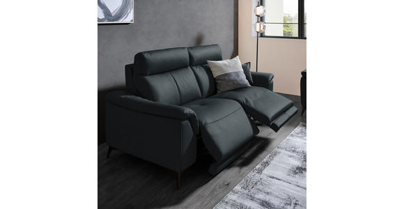3-SITZER-SOFA  in Echtleder Dunkelblau   - Schwarz/Dunkelblau, Design, Leder/Metall (207/105/98cm) - Belluti
